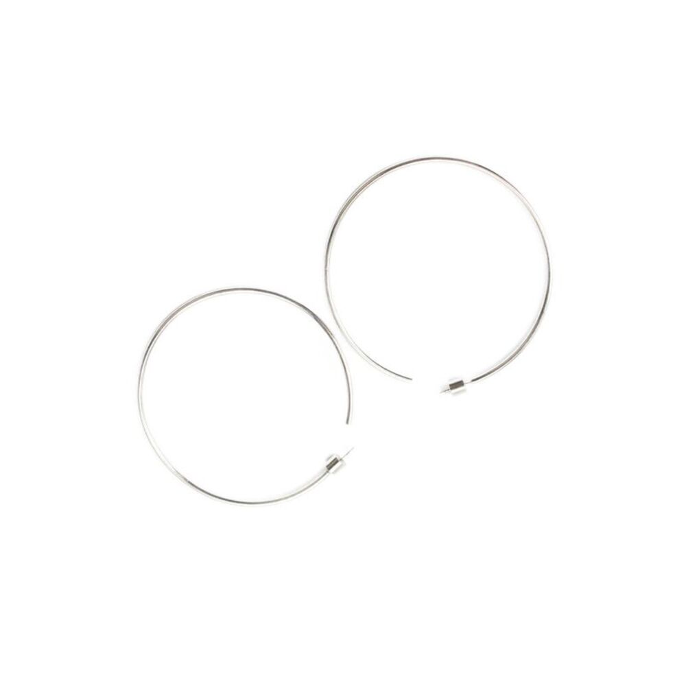 Jennifer Fisher Womens Silver Tone + 925 Silver Posts Thin Hoops 2.5"